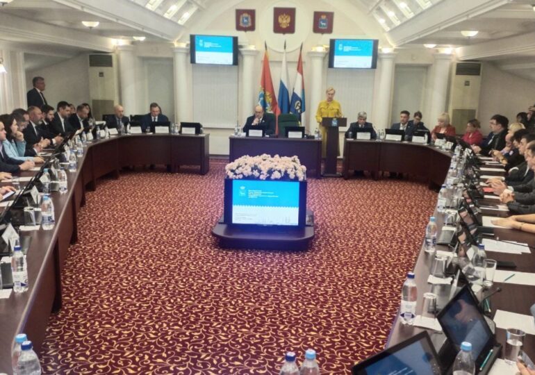 В самарской городской Думе Елена Лапушкина представляет ежегодный отчет главы города за 2023 год