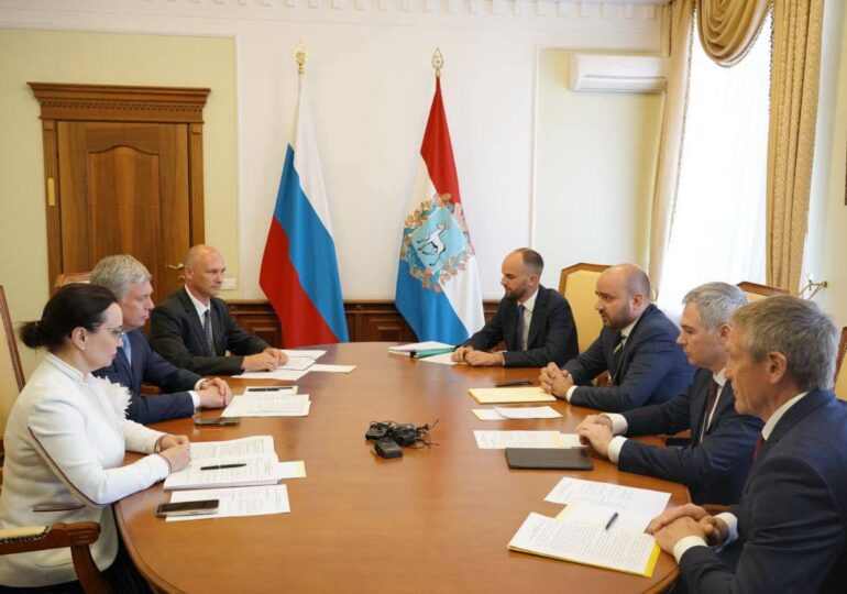 Врио губернатора Вячеслав Федорищев проводит встречу с губернатором Ульяновской области Алексеем Русских