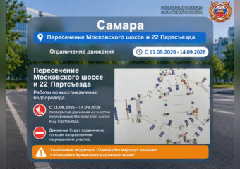 В Самаре ограничили движение на пересечении Московского шоссе и 22 Партсъезда